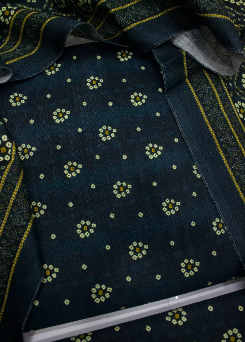 Printed Navy Blue Khaddar 3-Piece Unstitched Suit by Bin Saeed, photo 2