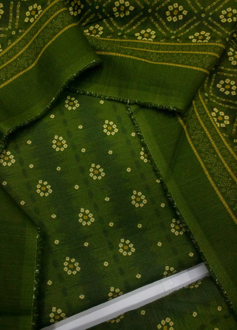Printed Green Khaddar 3-Piece Unstitched Suit by Bin Saeed, photo 2