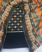 Printed Black Khaddar 3-Piece Unstitched Suit by Bin Saeed
