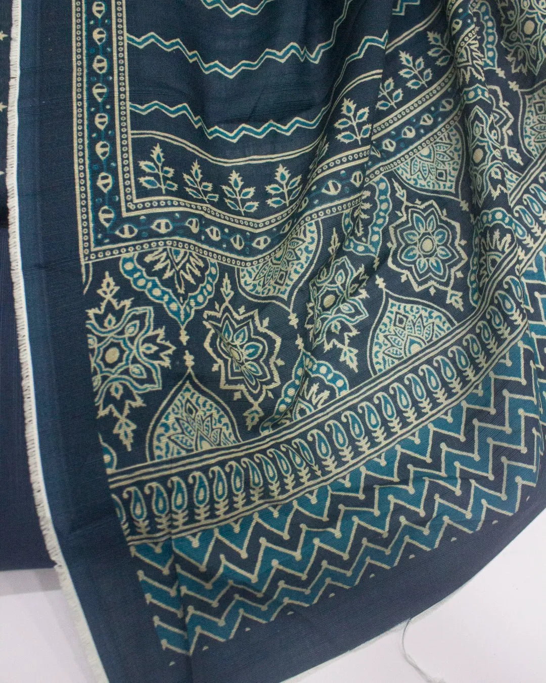 Printed Navy Blue Khaddar 3-Piece Unstitched Suit by Bin Saeed, photo 3