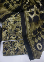Printed Black & Green Khaddar 3-Piece Unstitched Suit by Bin Saeed