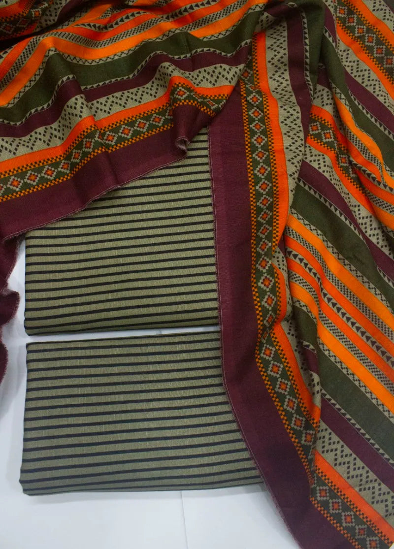 Printed Khaddar 3-Piece Unstitched Suit by Bin Saeed