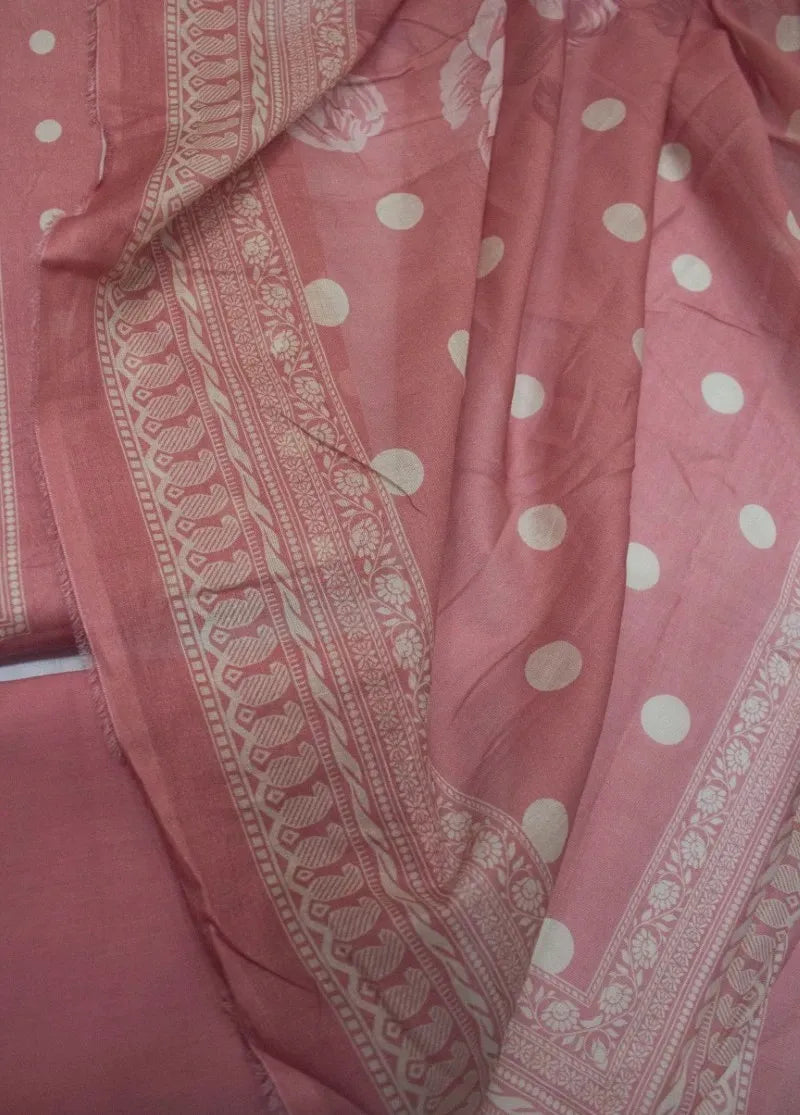 Printed Peach Khaddar 3-Piece Unstitched Suit by Bin Saeed, photo 3