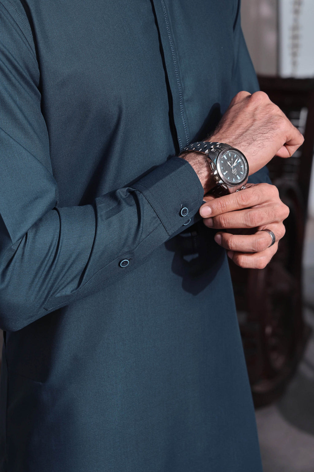 Royal Blue Kurta Pajama by Al Deebaj, photo 3