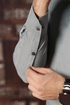 Nayab Malaysia Grey Kurta Pajama by Al Deebaj, photo 3
