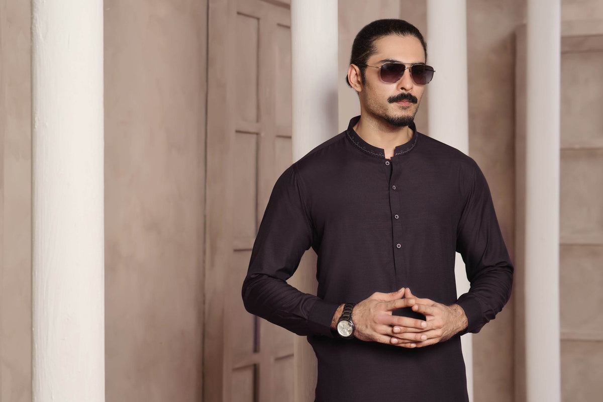 Purple Self Kurta Pajama by Al Deebaj, photo 3