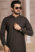 Dark Brown Self Kurta Pajama by Al Deebaj, photo 4