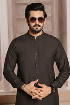 Dark Brown Self Kurta Pajama by Al Deebaj