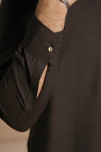 Dark Brown Self Kurta Pajama by Al Deebaj, photo 3