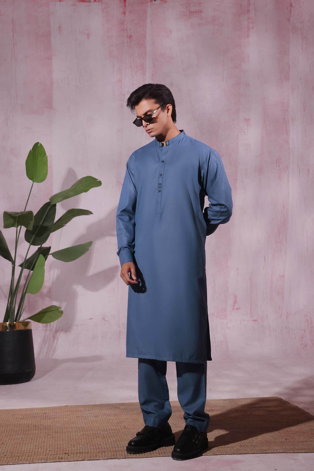 Denim Blue Kurta Pajama by Al Deebaj, photo 2