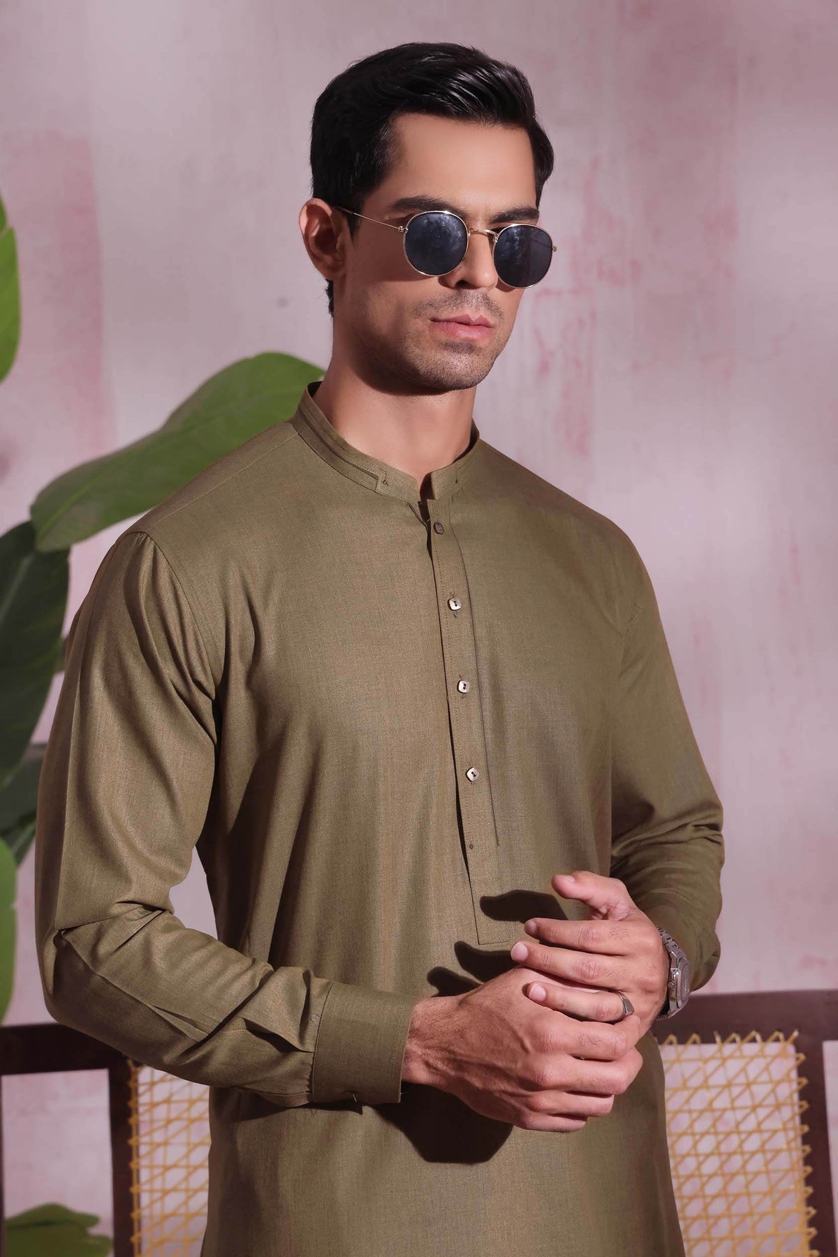 Golden Brown Kurta Pajama by Al Deebaj