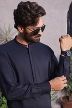 Navy Blue Des KP Kurta Pajama by Al Deebaj, photo 2