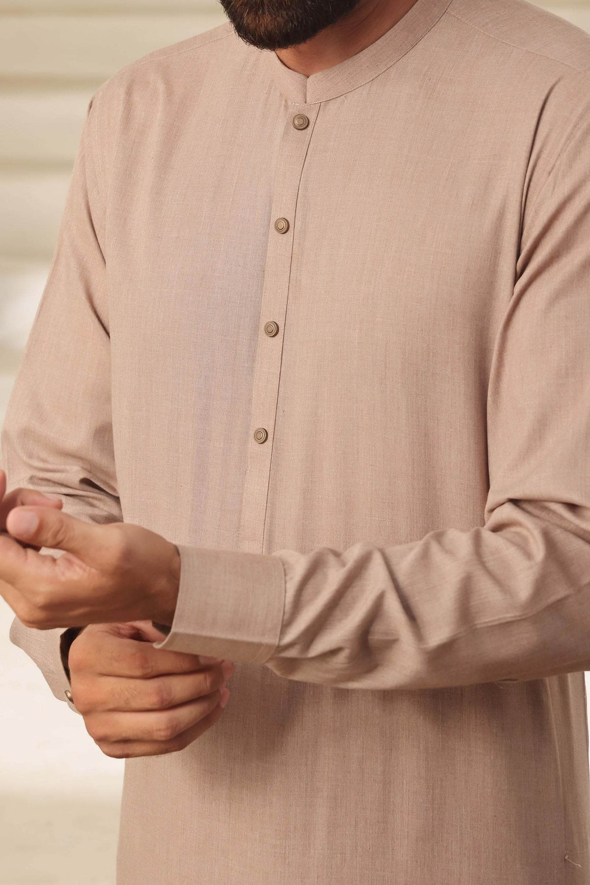 Fawn Kurta Pajama by Al Deebaj, photo 3