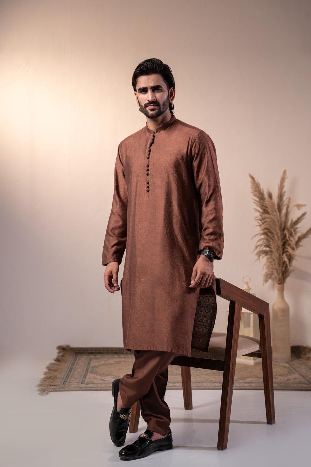 Rust Formal Kurta Pajama by Al Deebaj