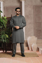 Nayab Dark Grey Kurta Pajama by Al Deebaj
