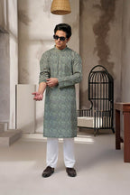 Sage Grey Kurta by Al Deebaj, photo 3