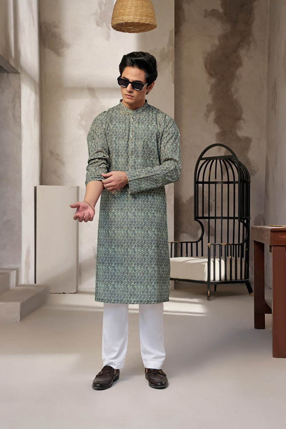 Sage Grey Kurta by Al Deebaj, photo 3