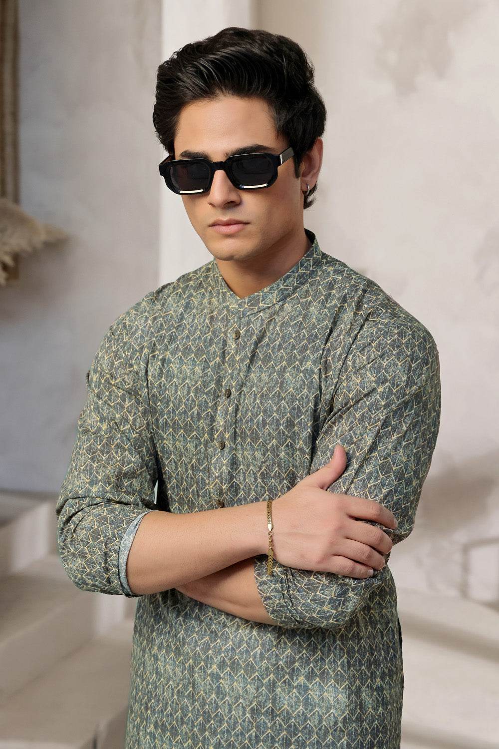 Sage Grey Kurta by Al Deebaj, photo 2