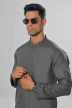 Green Self Kurta by Al Deebaj