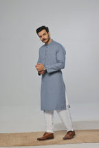 Light Grey Self Kurta by Al Deebaj, photo 3