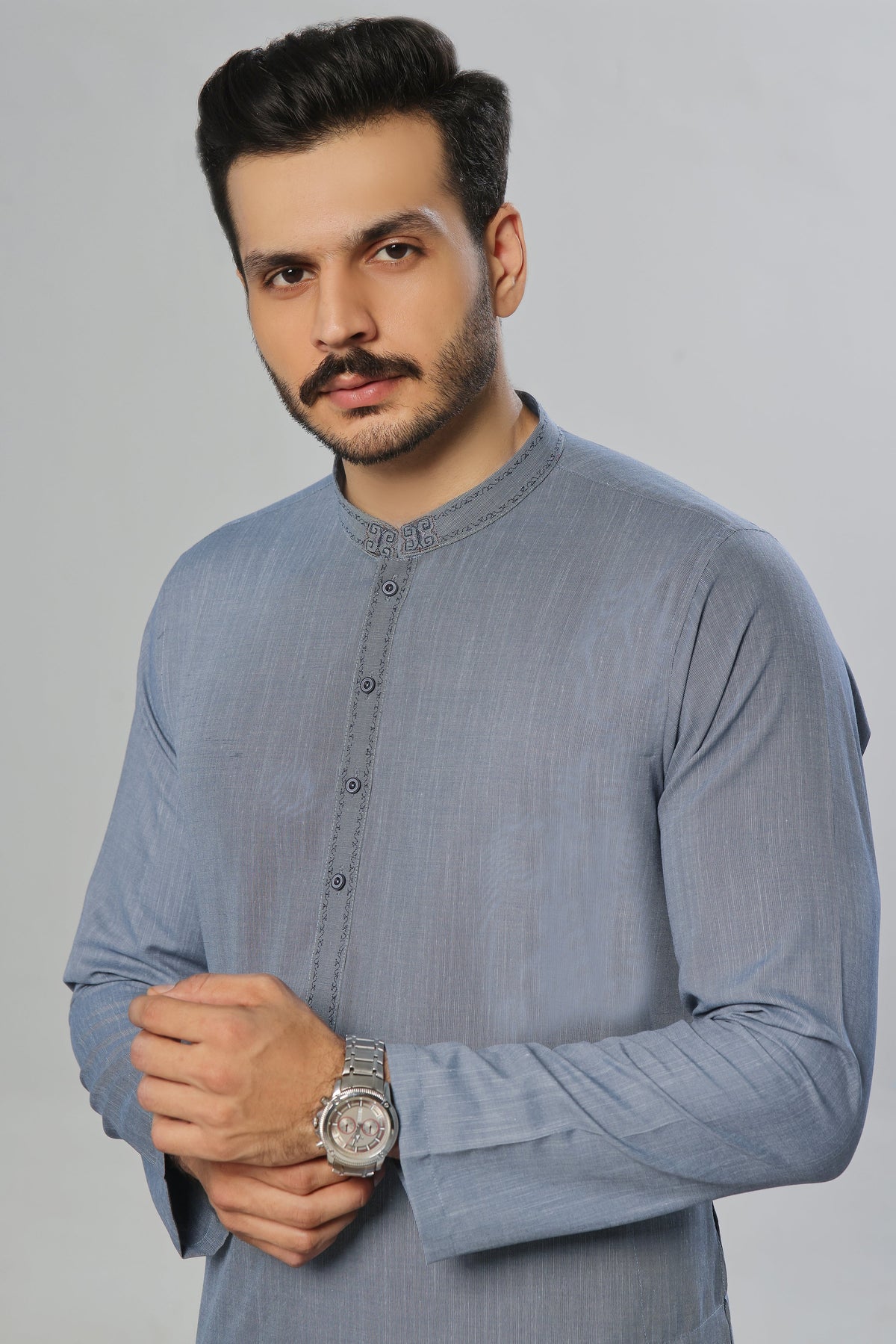 Light Grey Self Kurta by Al Deebaj