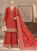 Embroidered Red Khaddar 3-Piece Stitched Suit by Bin Saeed