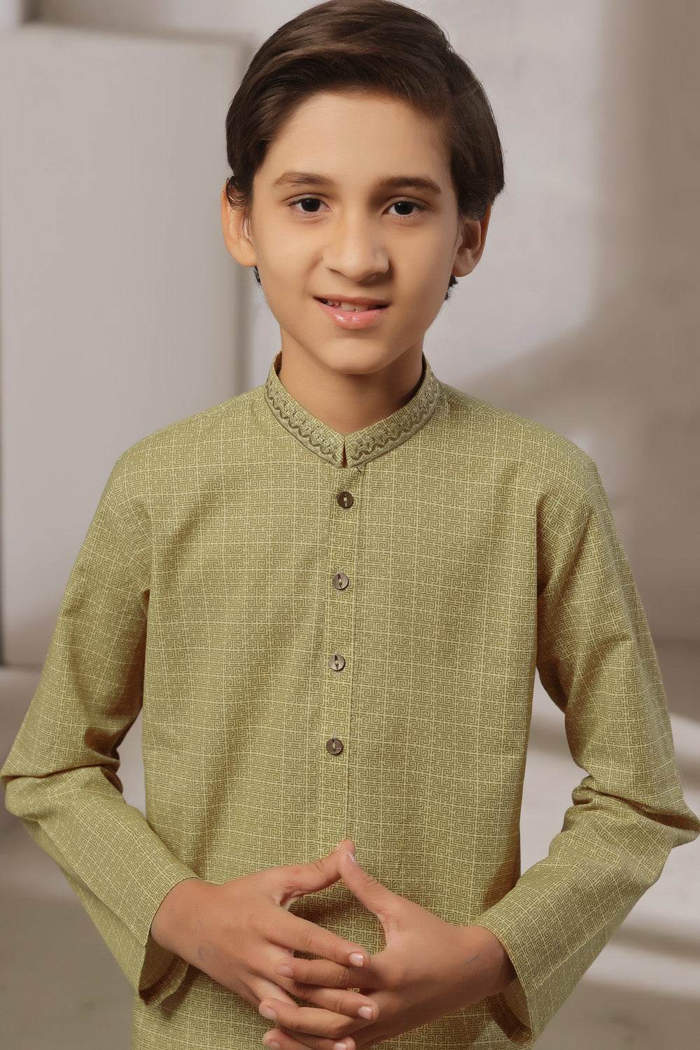 Khaaki Printed Kids Kurta by Al Deebaj, photo 3