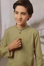 Khaaki Printed Kids Kurta by Al Deebaj