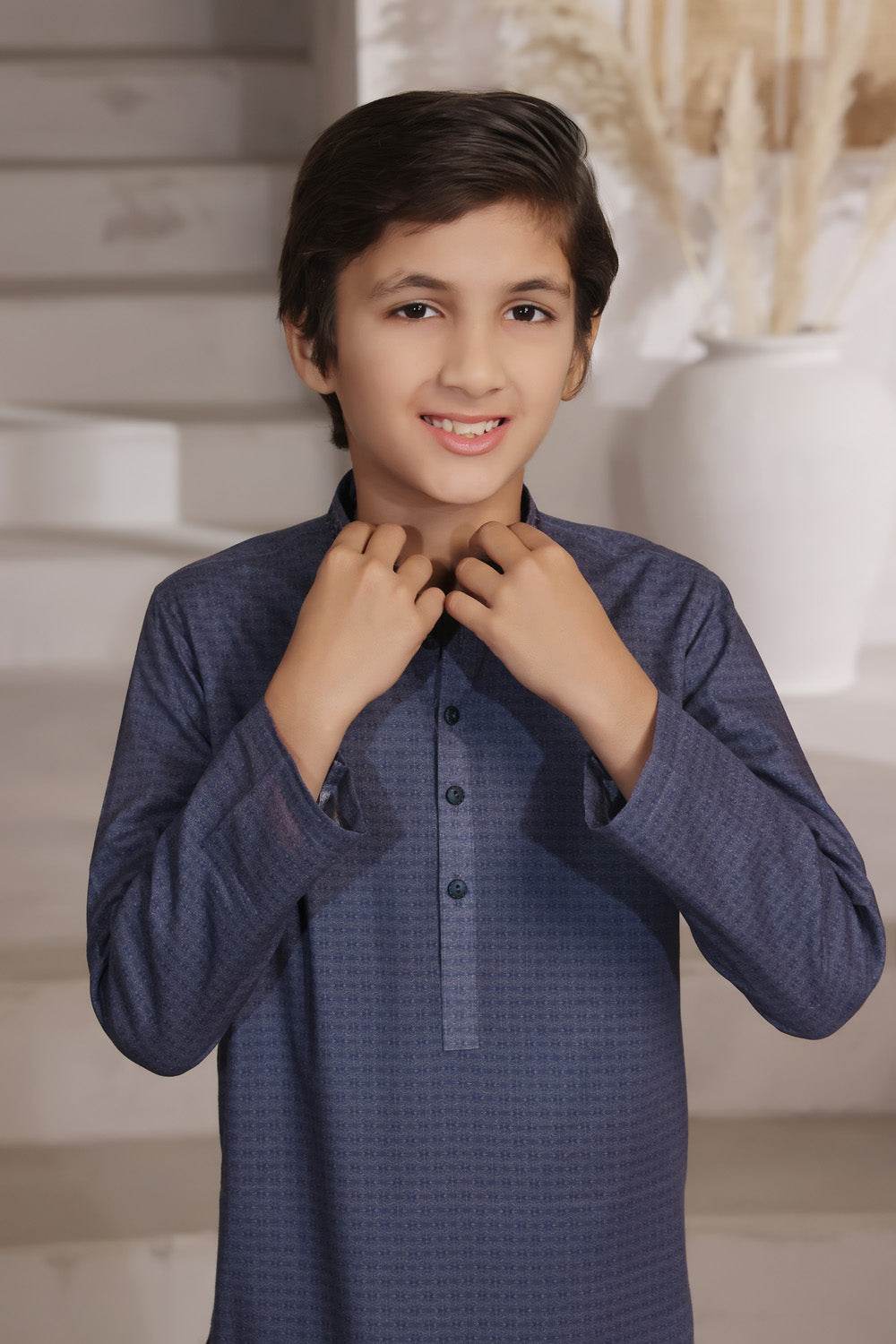 Blue Printed Kids Kurta by Al Deebaj, photo 2