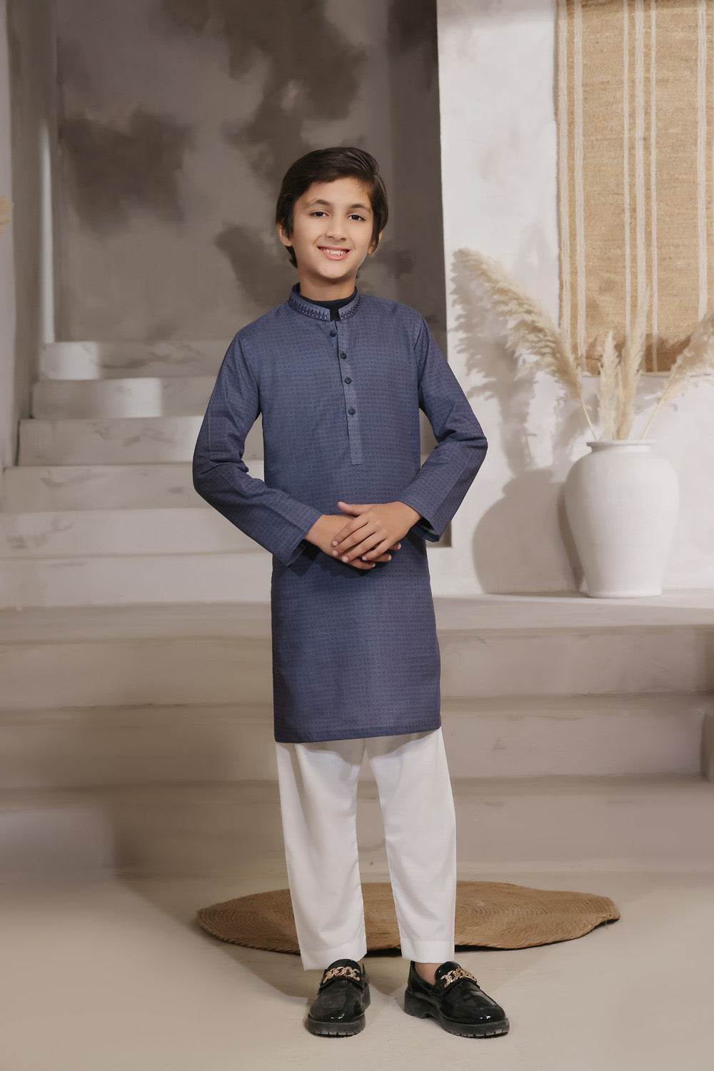Blue Printed Kids Kurta by Al Deebaj