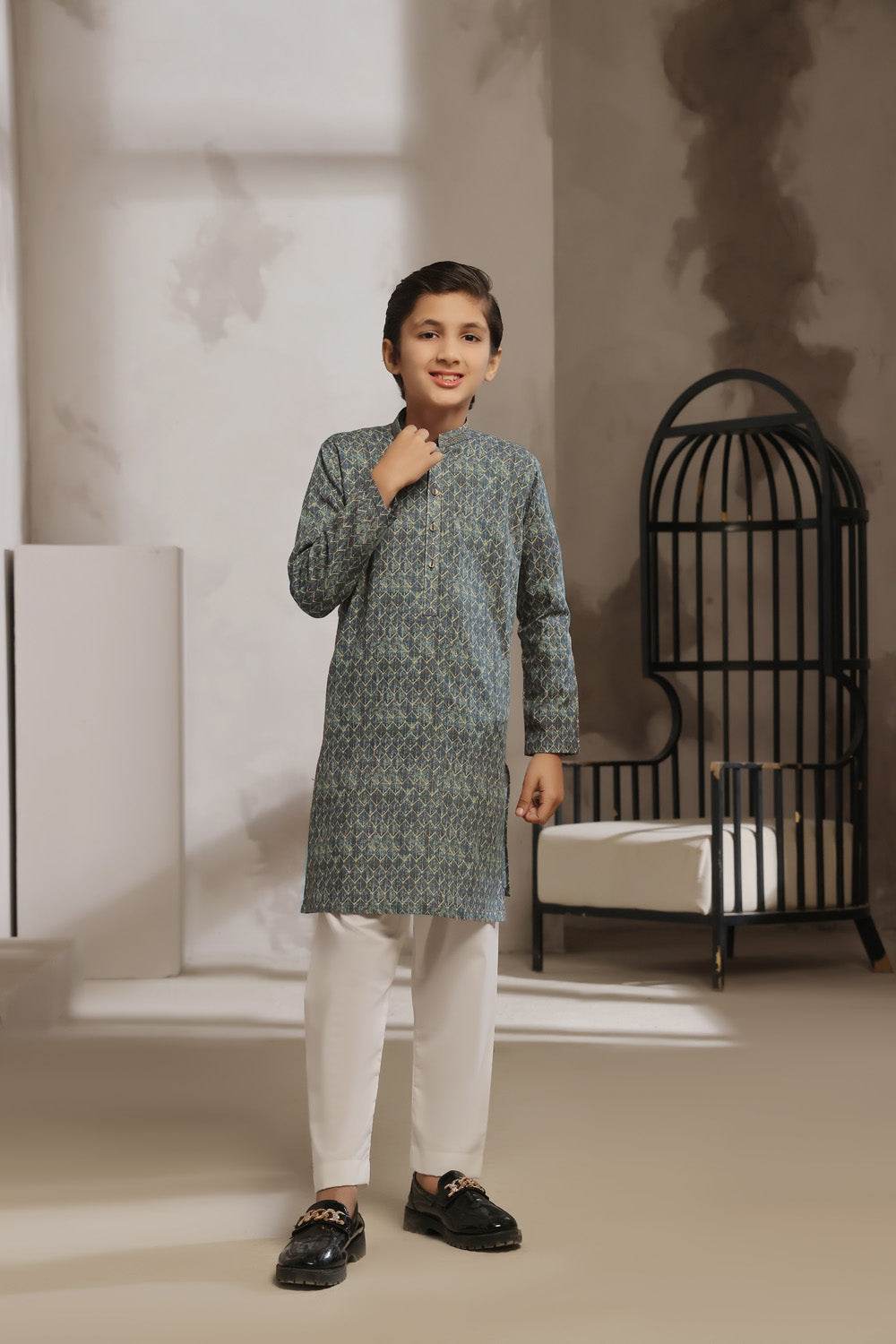 Sage Grey Kids Kurta by Al Deebaj