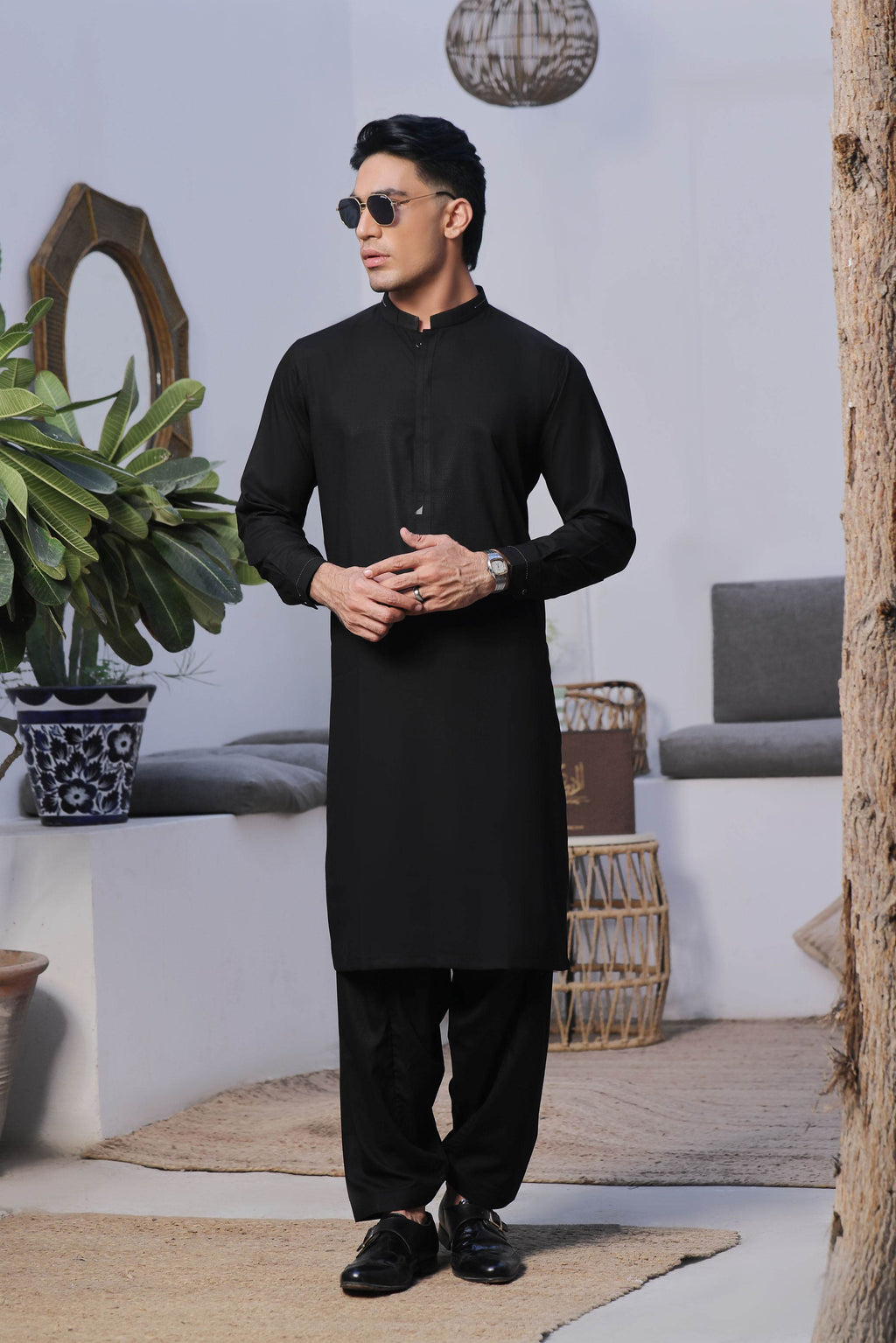 Black Fancy Kurta Shalwar by Al Deebaj, photo 2