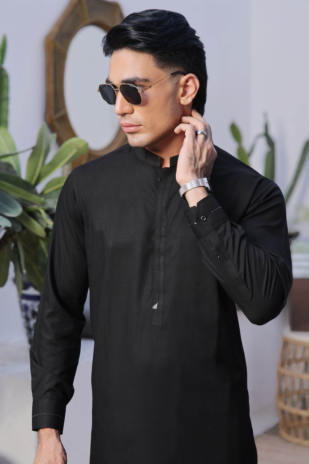 Black Fancy Kurta Shalwar by Al Deebaj