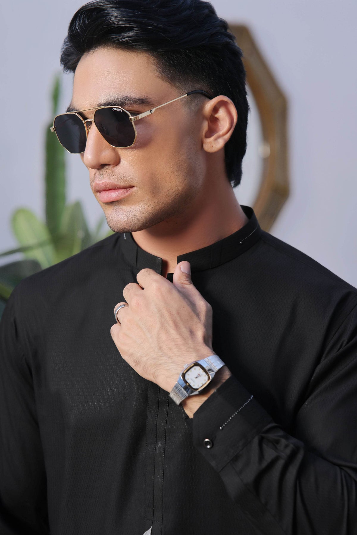 Black Fancy Kurta Shalwar by Al Deebaj, photo 3