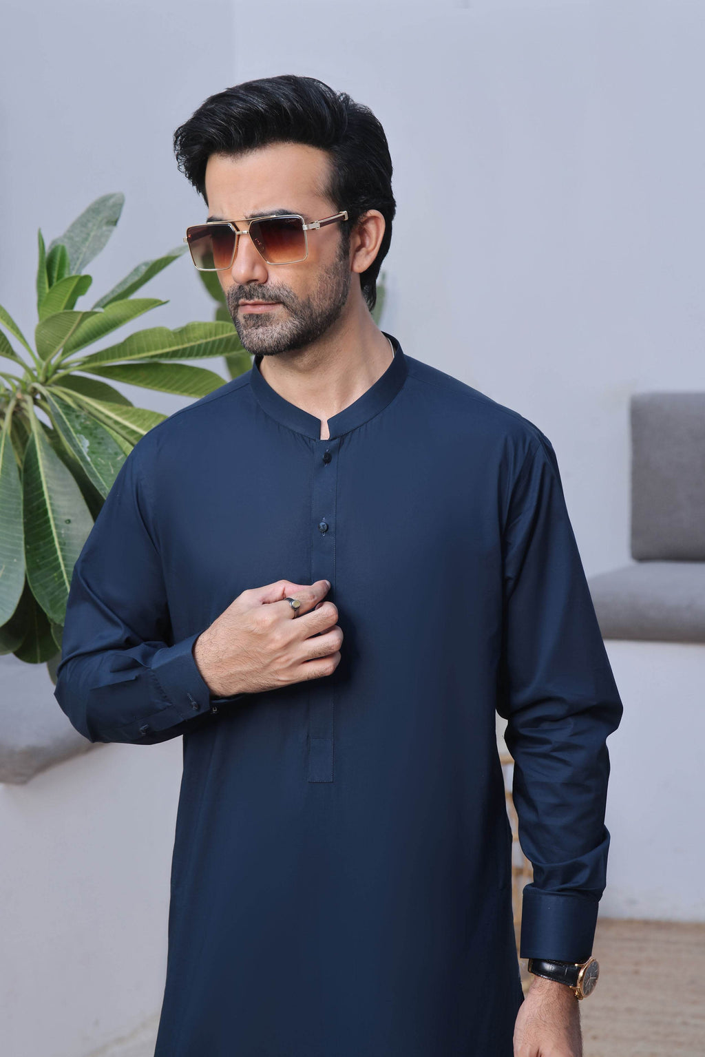 Passion Navy Kurta Shalwar by Al Deebaj