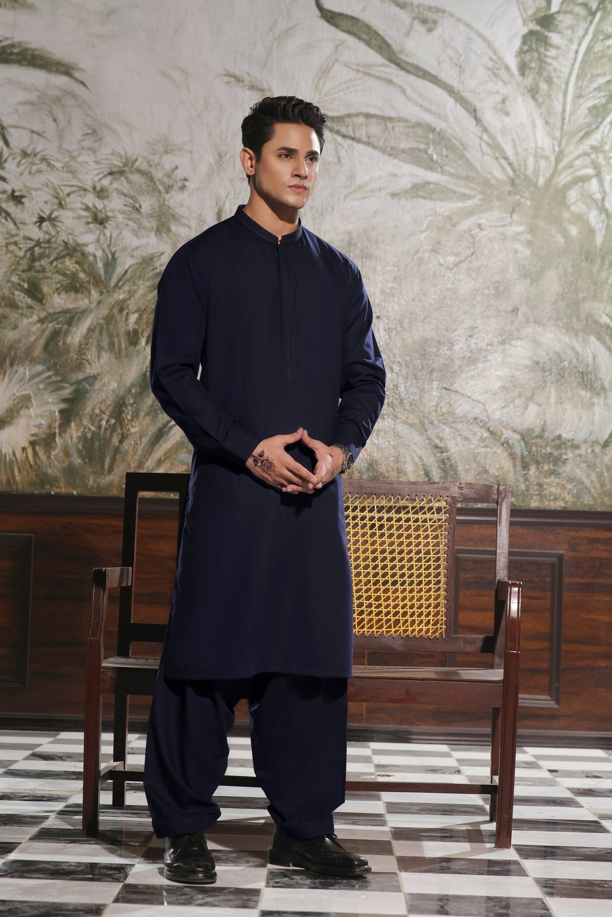 Blue Embroidered Kurta Shalwar by Al Deebaj, photo 2