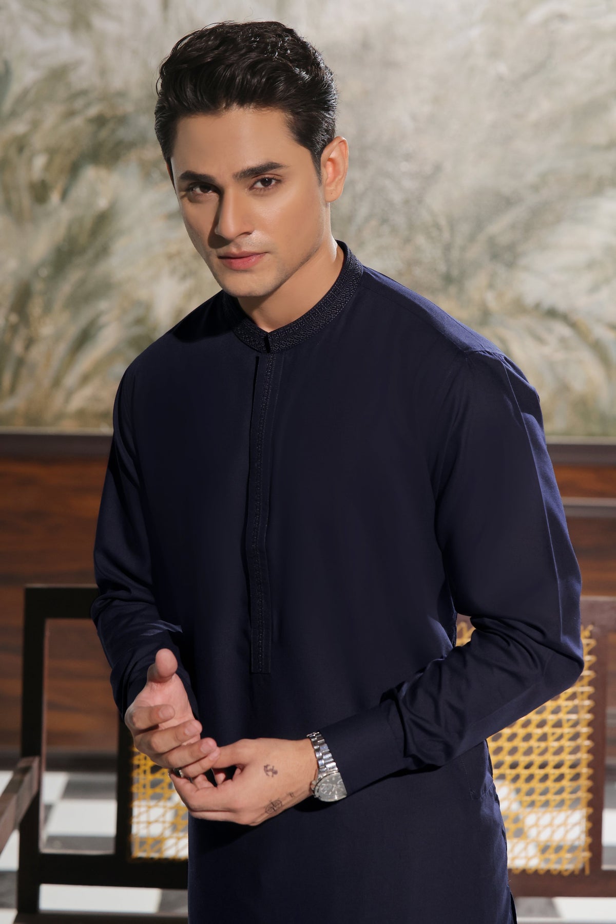 Blue Embroidered Kurta Shalwar by Al Deebaj, photo 3