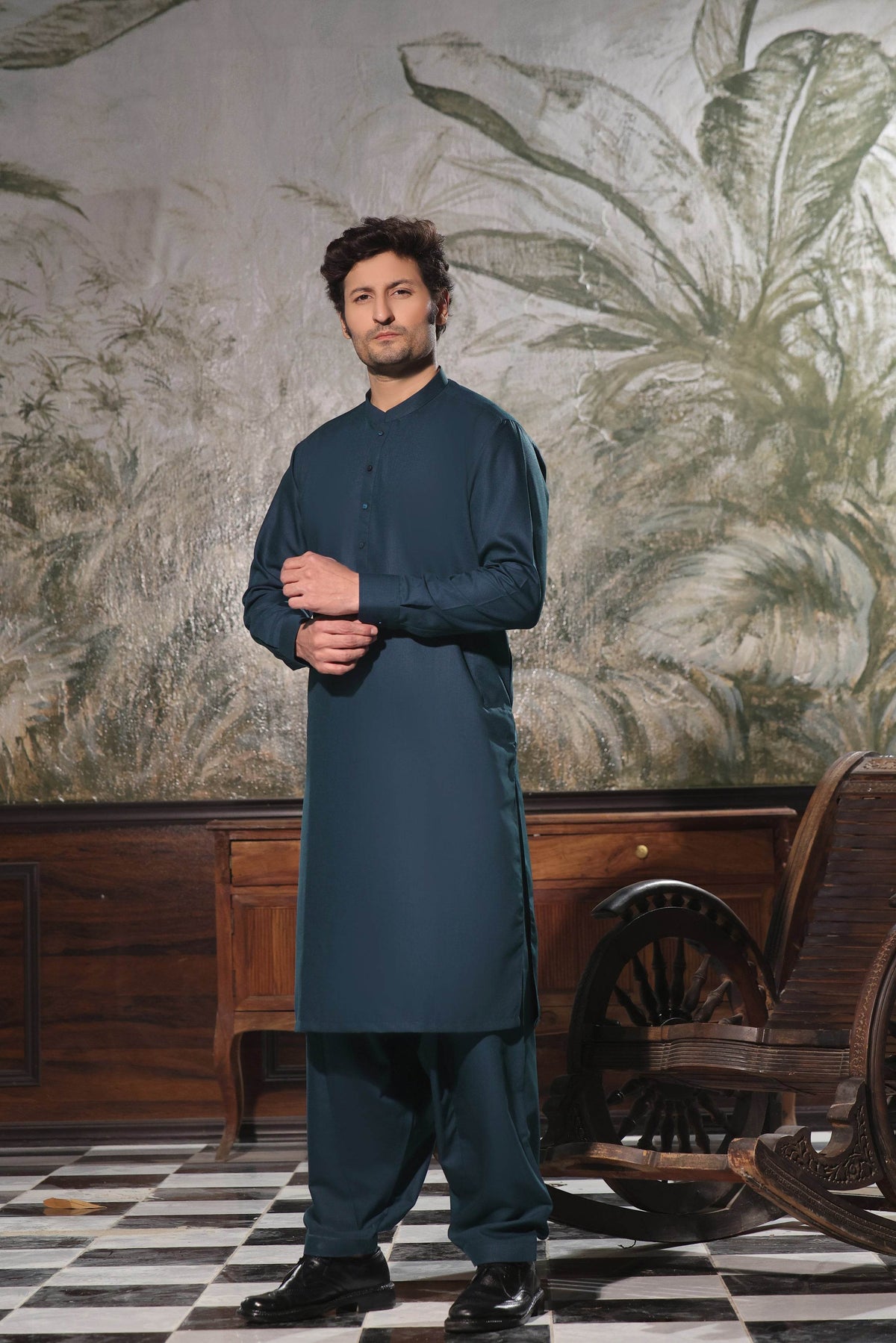 Dastan Turquoise Kurta Shalwar by Al Deebaj, photo 2
