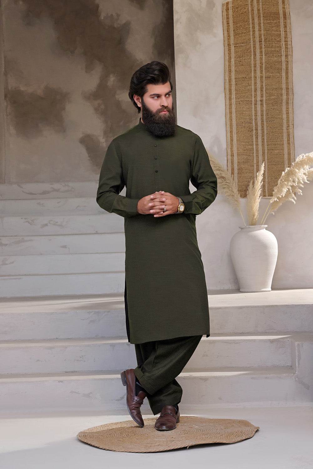 Dark Brown Kurta Shalwar by Al Deebaj, photo 2