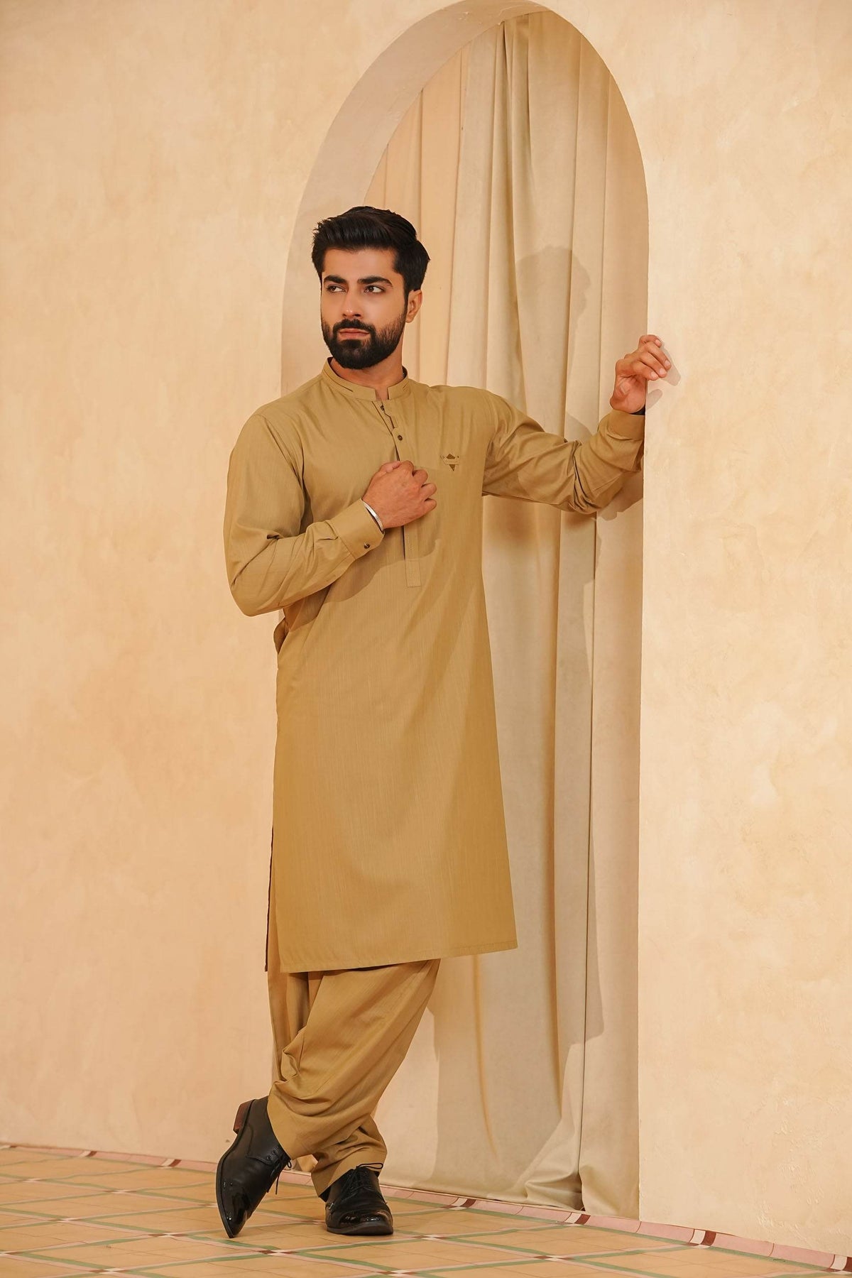Fawn Design Kurta Shalwar by Al Deebaj