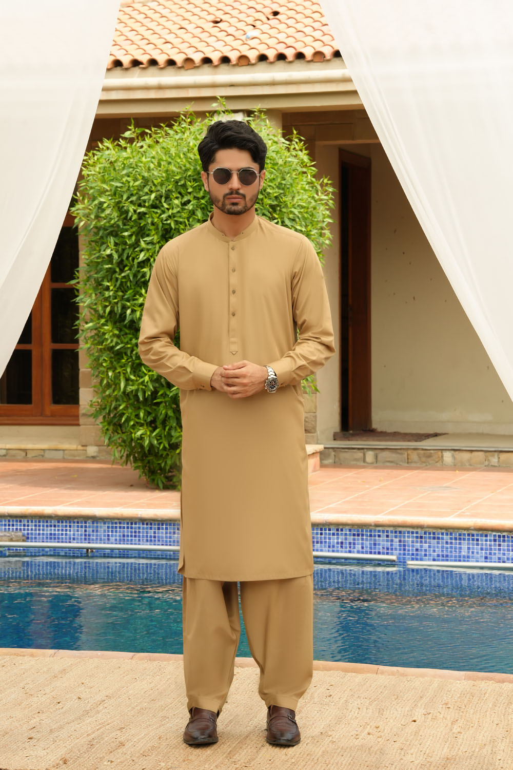 Fawn Design Kurta Shalwar by Al Deebaj