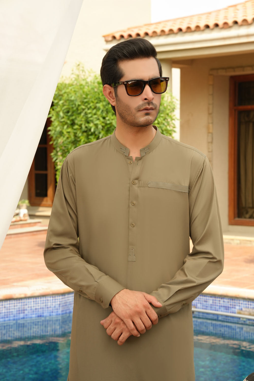 Olive Green Design Kurta Shalwar by Al Deebaj, photo 2