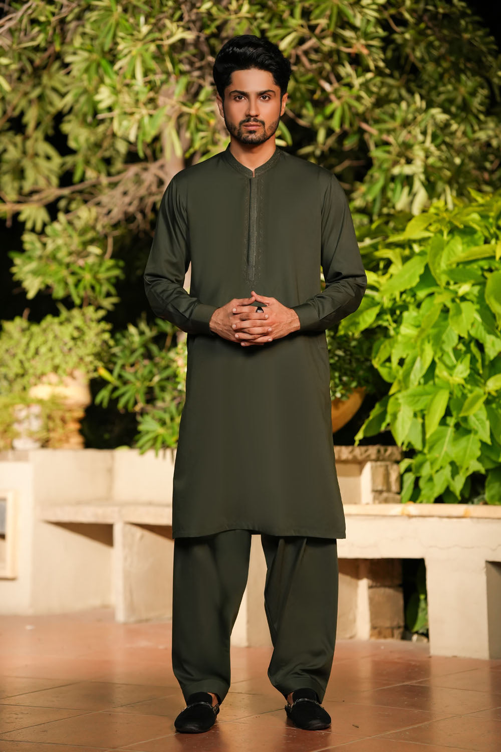 Bottle Green Design Kurta Shalwar by Al Deebaj