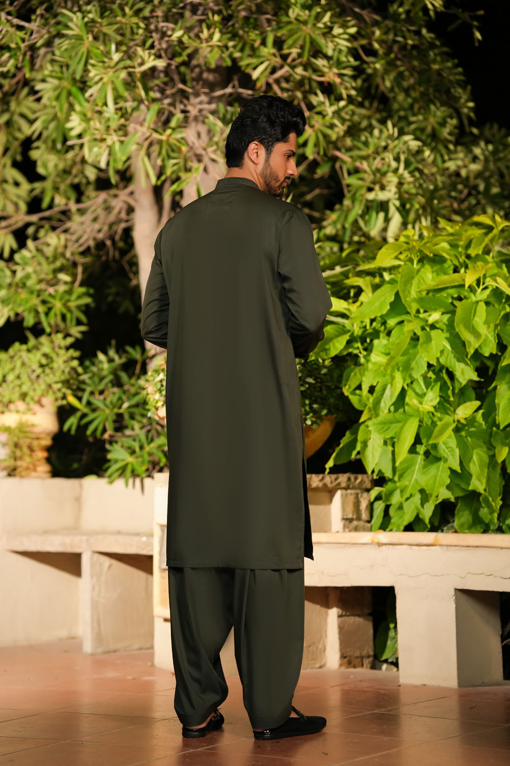 Bottle Green Design Kurta Shalwar by Al Deebaj, photo 5