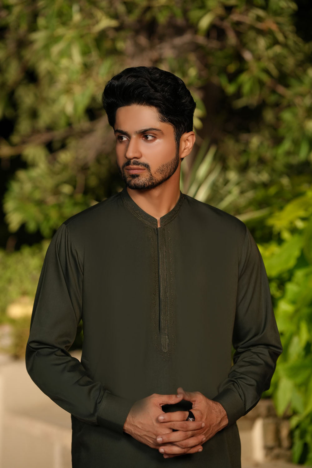Bottle Green Design Kurta Shalwar by Al Deebaj, photo 2
