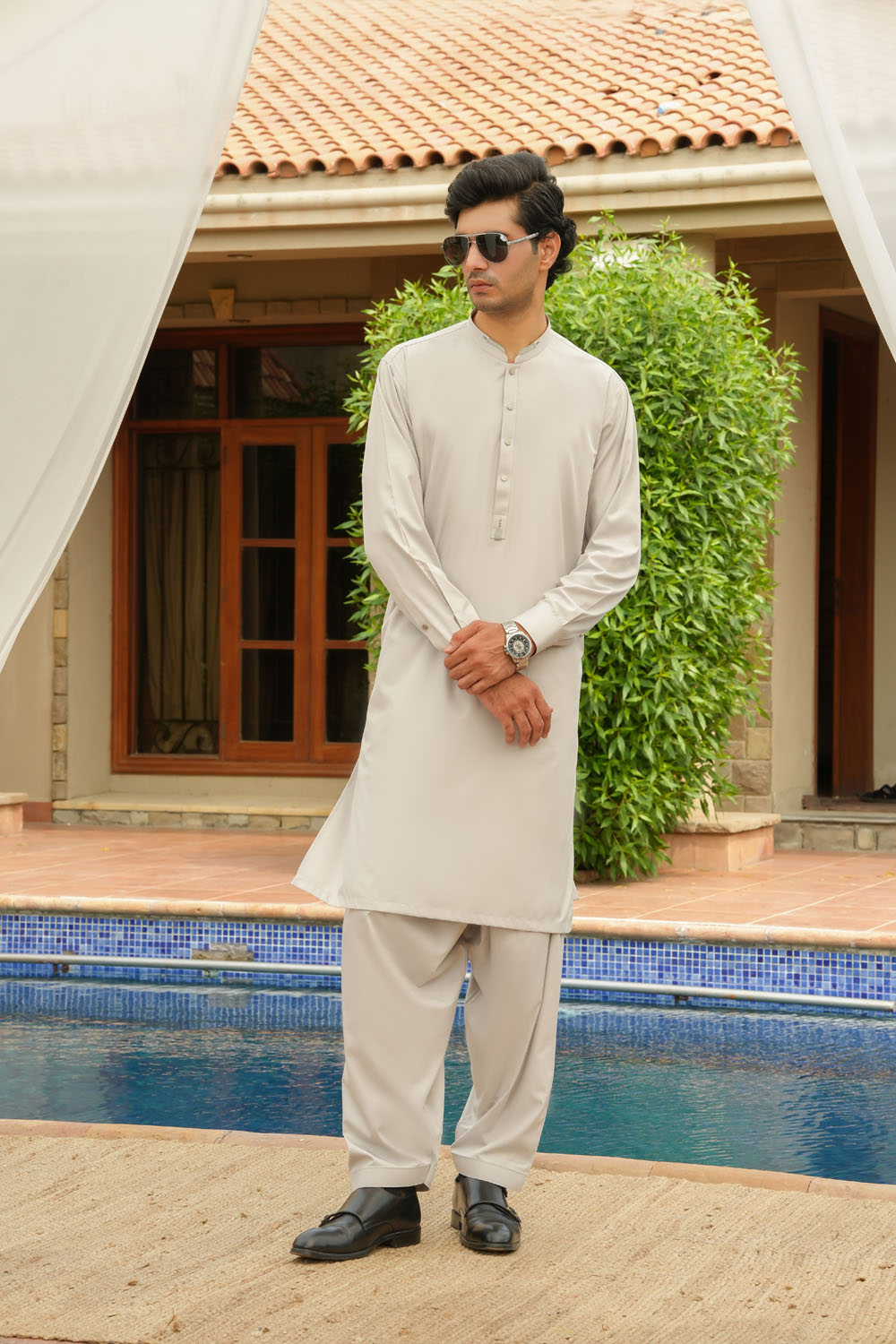 Silver Design Kurta Shalwar by Al Deebaj