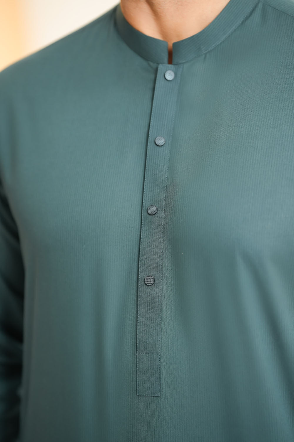 Green Plain Kurta Shalwar by Al Deebaj, photo 2