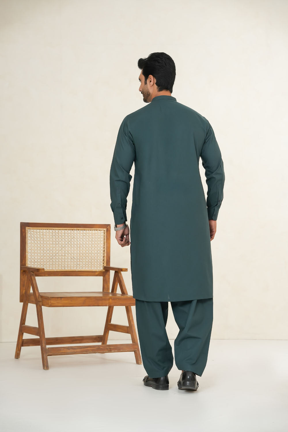 Green Plain Kurta Shalwar by Al Deebaj, photo 4
