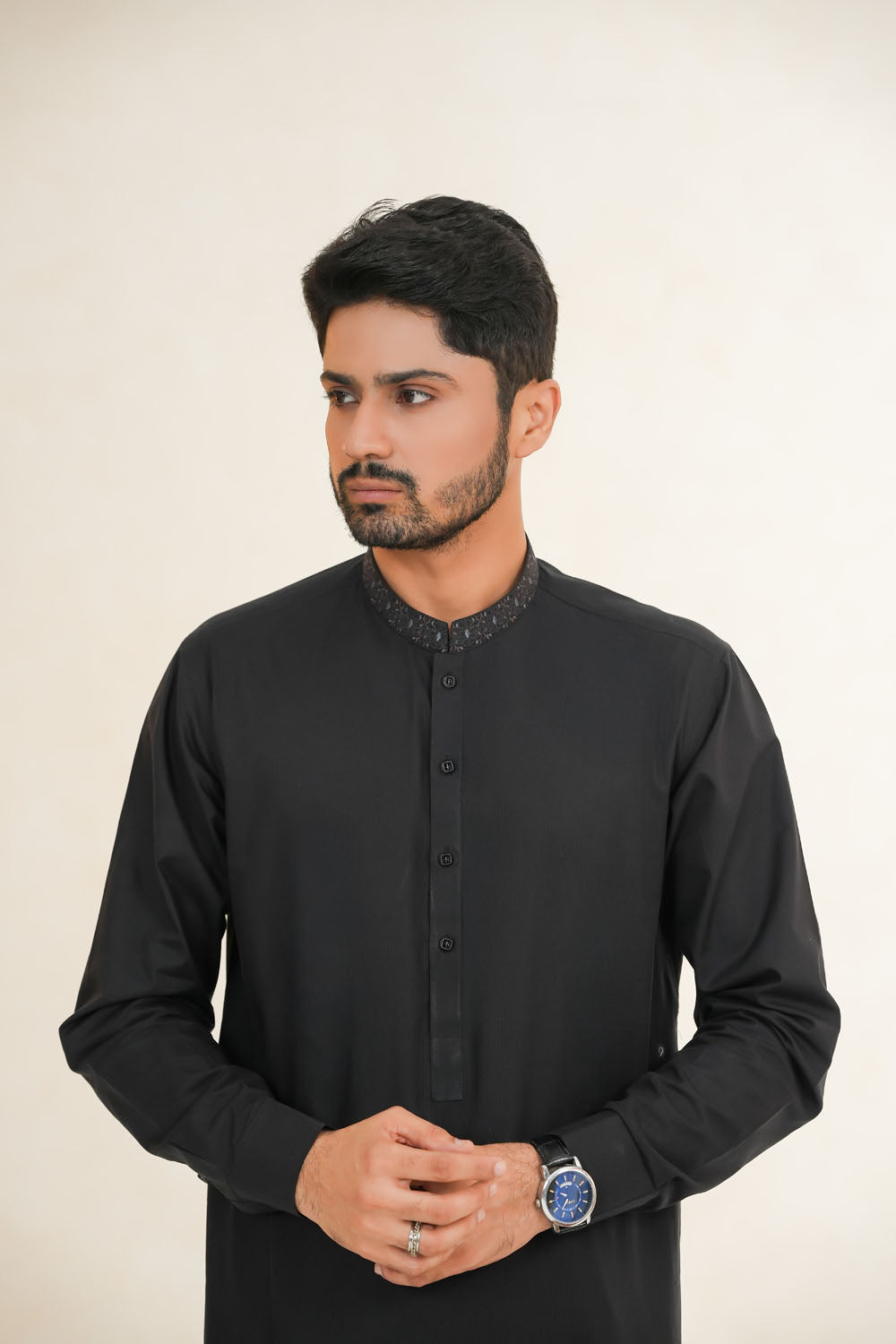 Black Embroidered Kurta Shalwar by Al Deebaj, photo 2