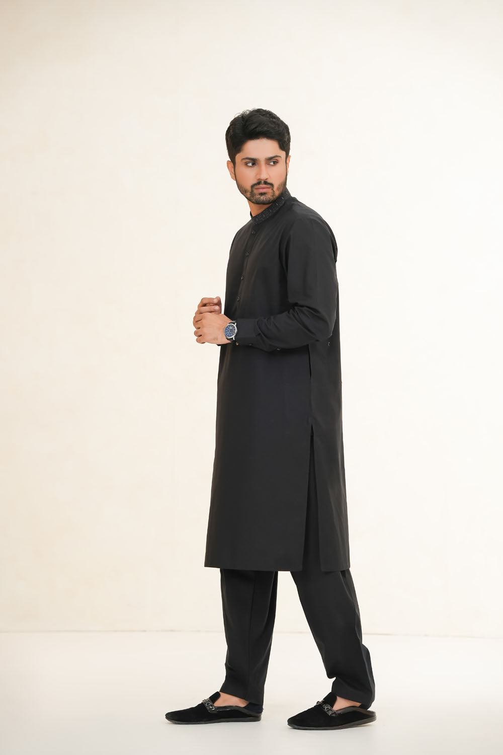 Black Embroidered Kurta Shalwar by Al Deebaj, photo 6